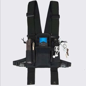 Black bag with multiple pockets.